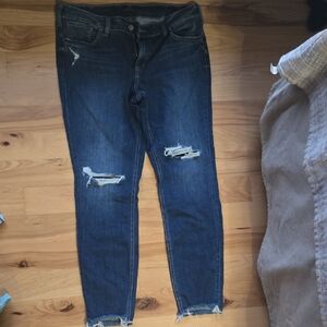 Silver Jeans Dark Blue Distressed Skinny Jeans